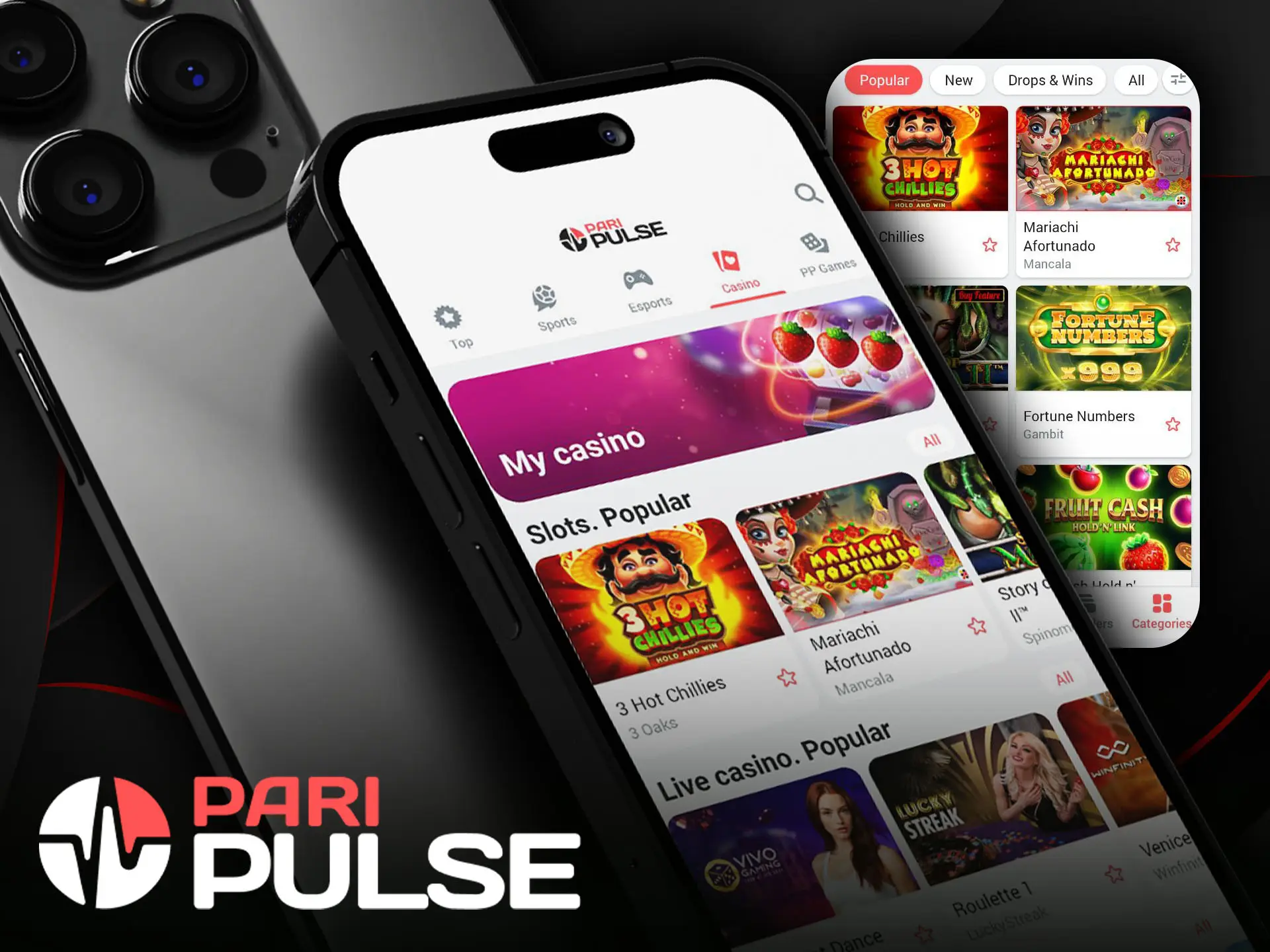 Use PariPulse app to bet on online casino games.