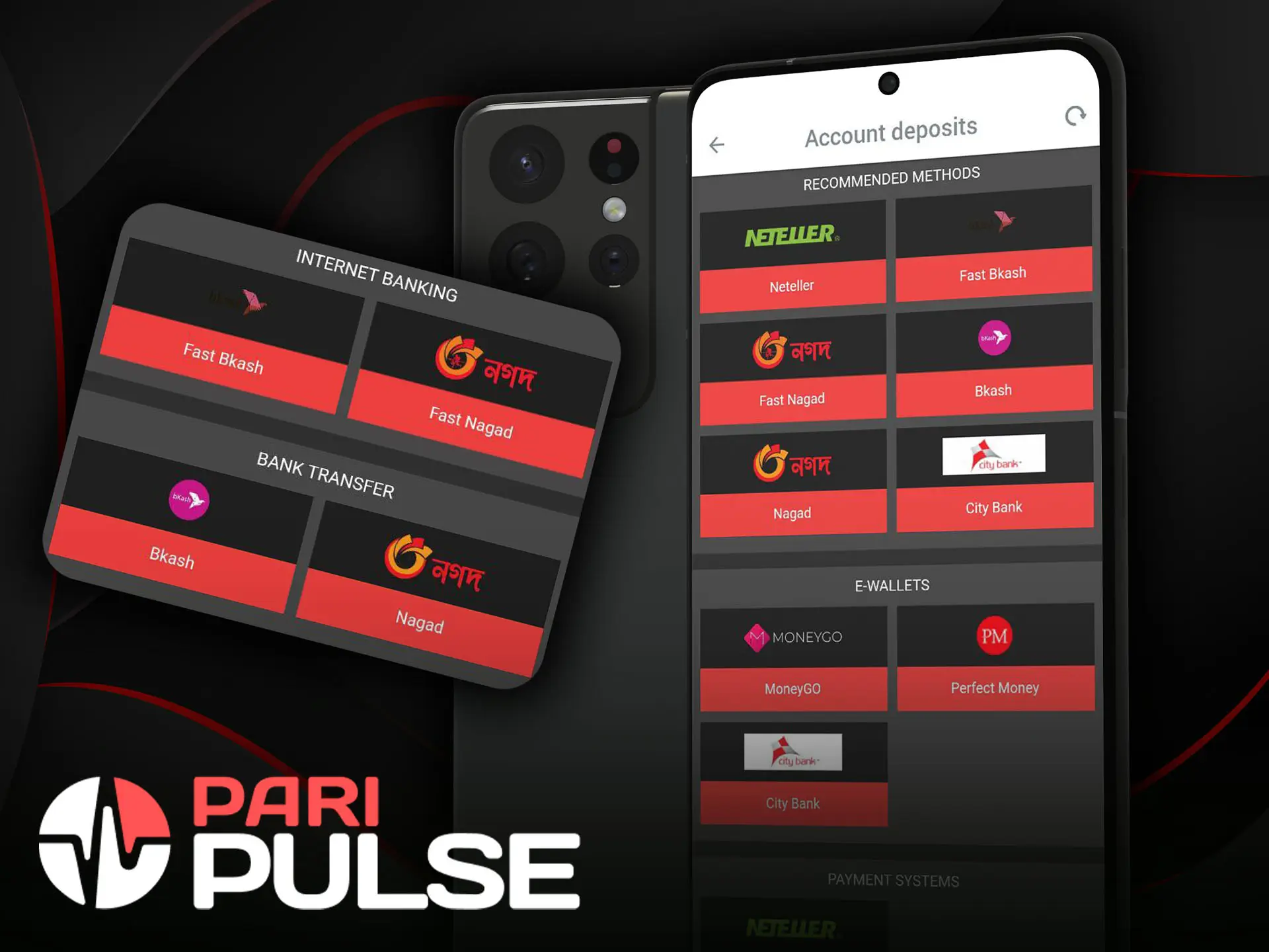 You can deposit and withdraw money via PariPulse app.