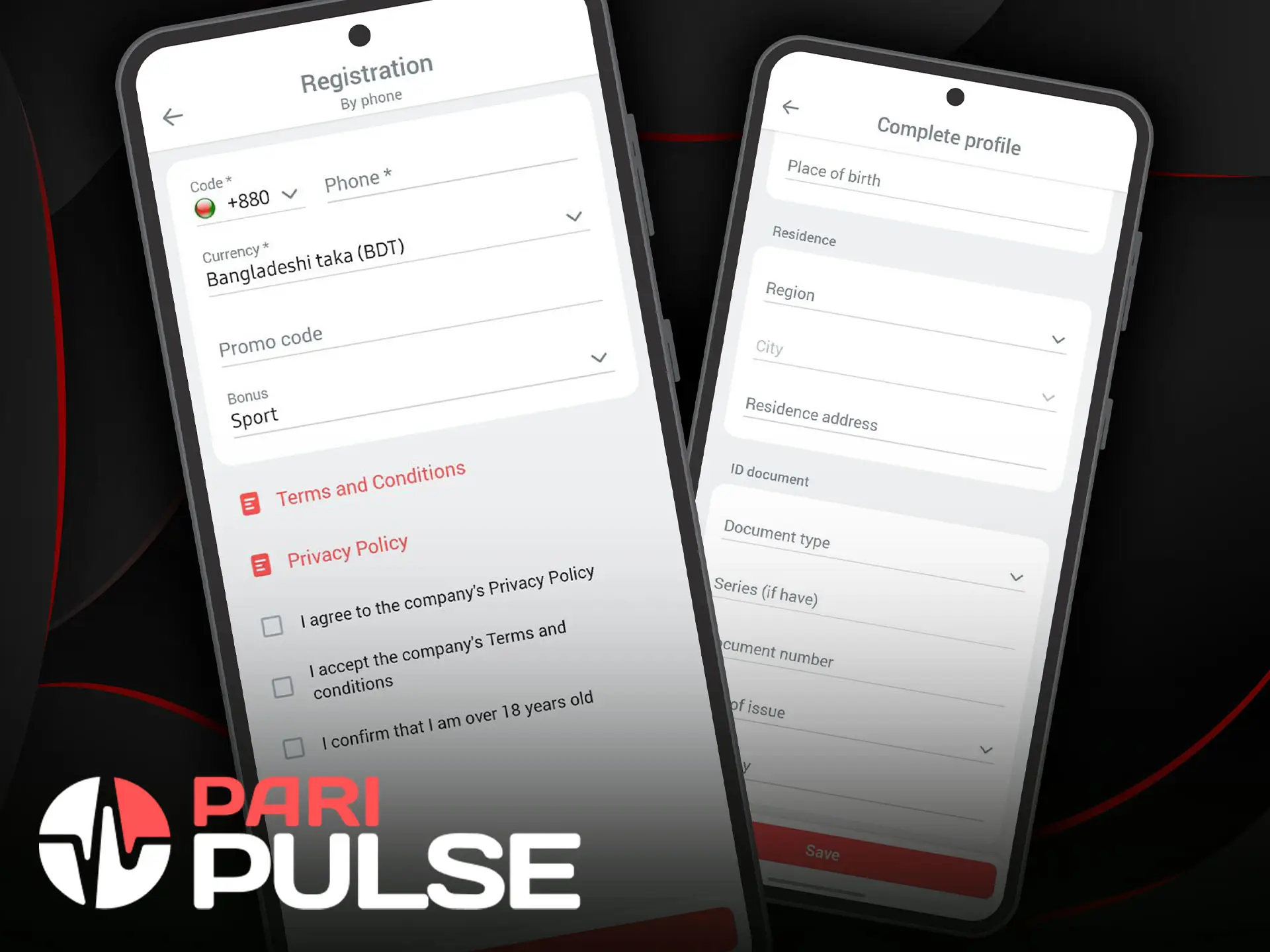 Register and verify your account in the PariPulse app in 4 steps.
