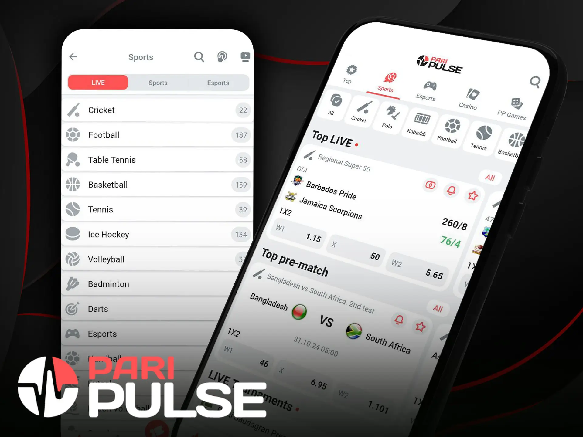 PariPulse app has many sports betting markets.