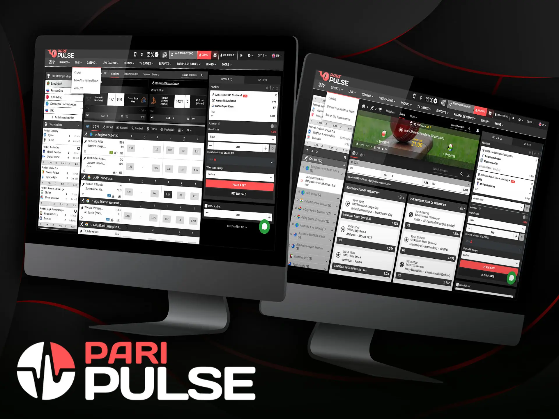 PariPulse provides live, pre-match, and multi betting options.