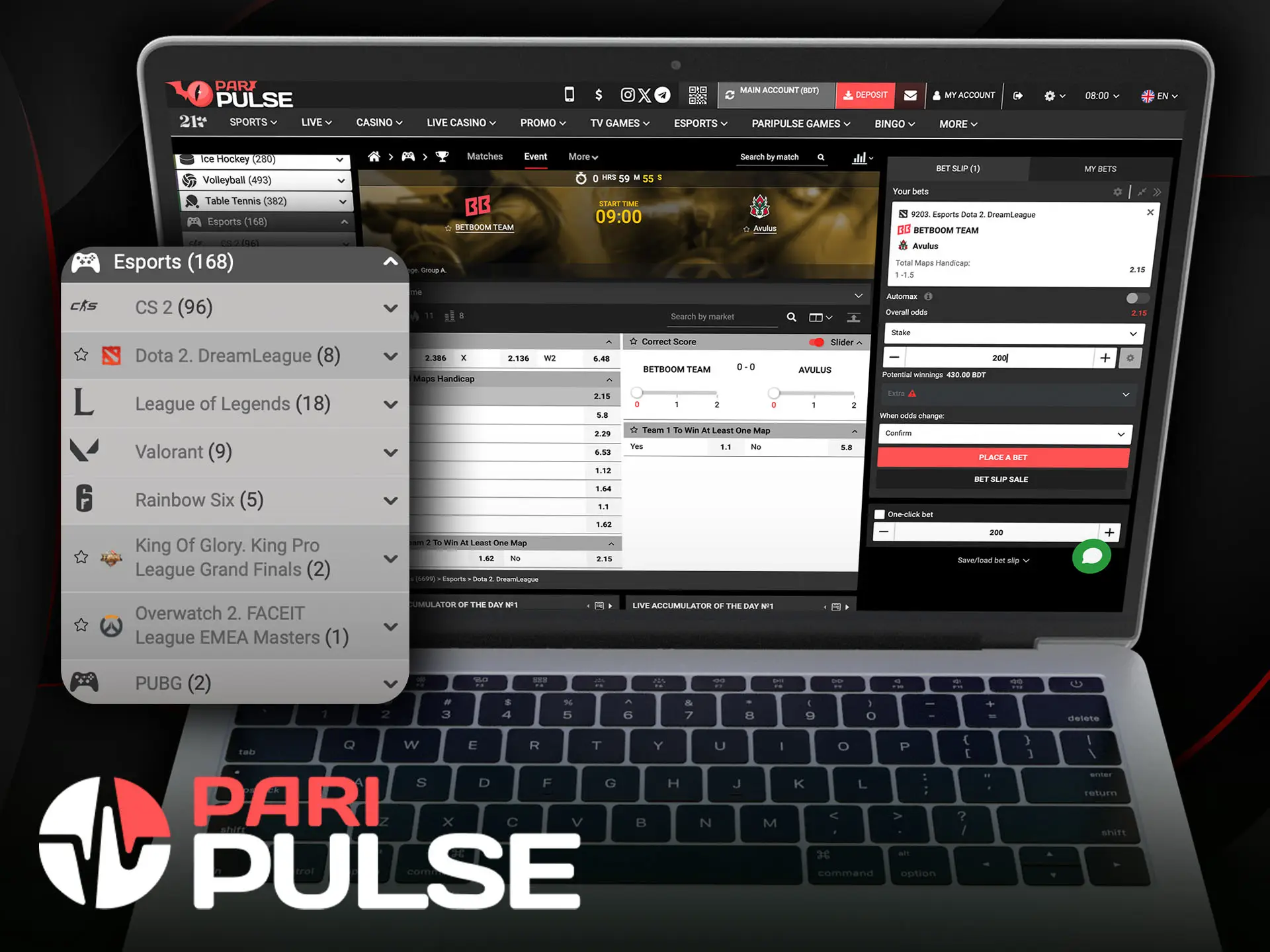 Bet on your favorite teams in the Esports section of PariPulse.