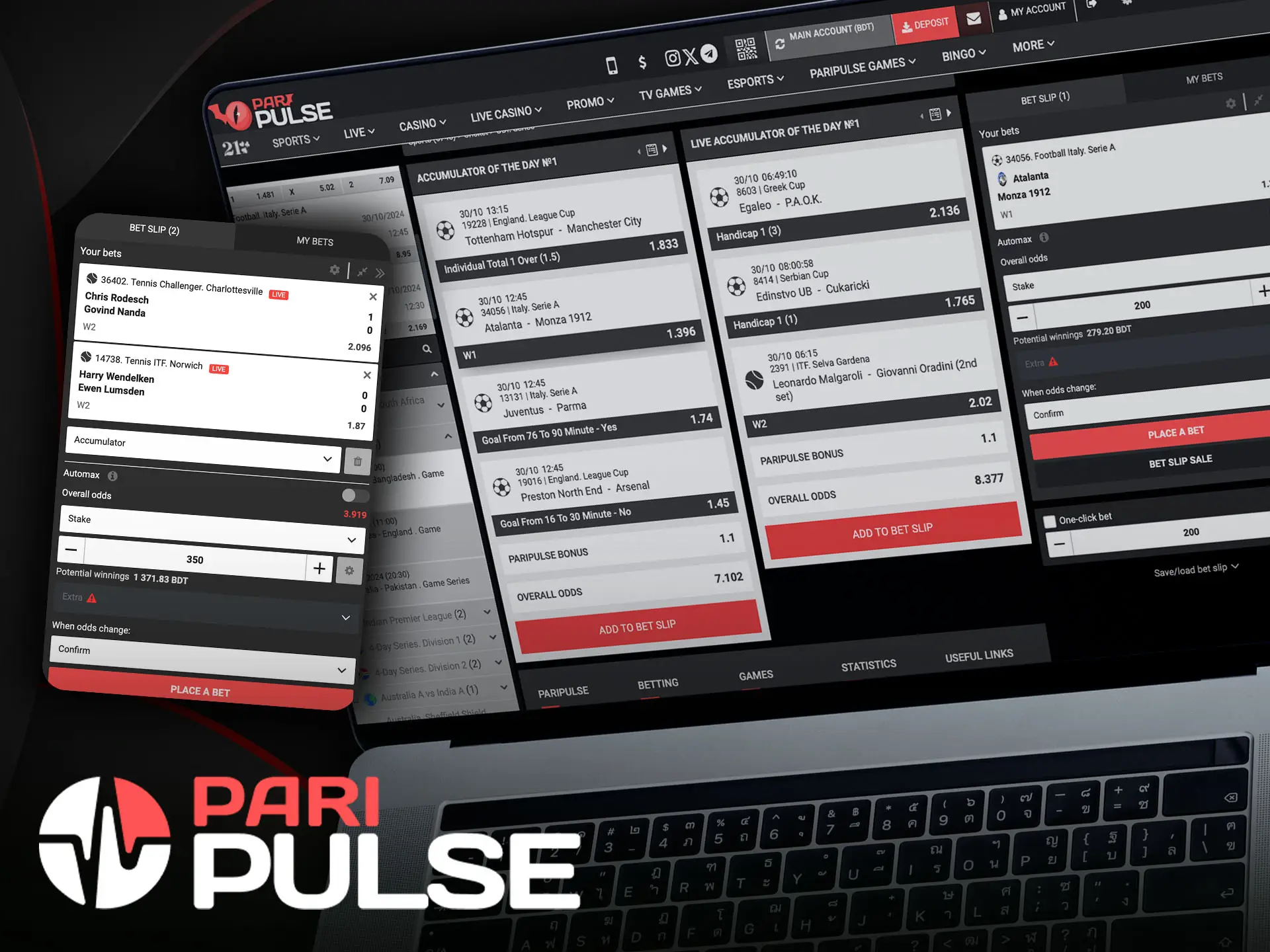 PariPulse offers single, parlay, and system bets for Bangladeshi players.