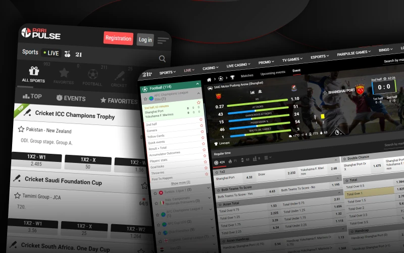 Bet on sports in real time with PariPulse's Live betting section.